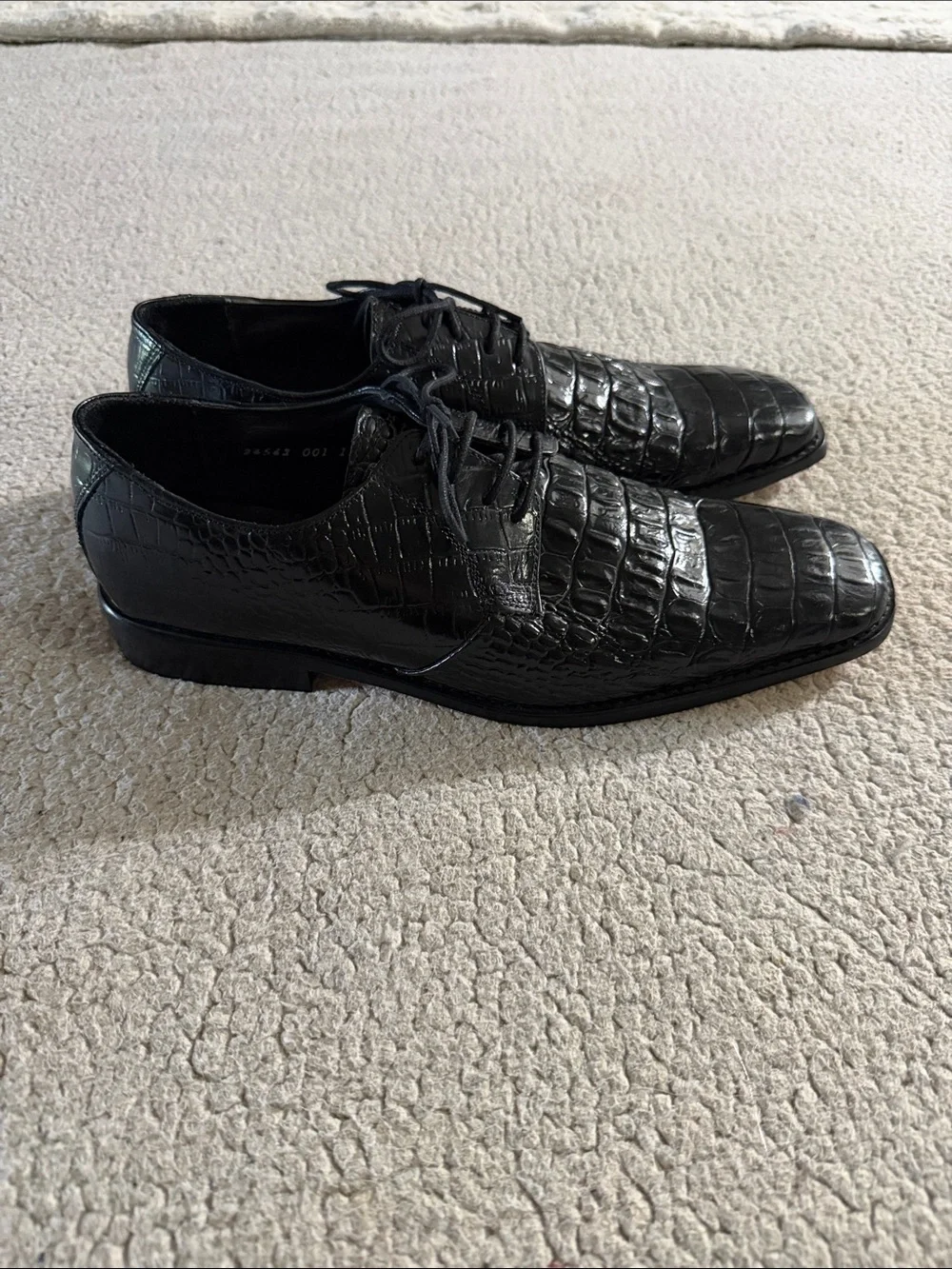 Stacy Adams Black Crocodile Derby Shoes 11 M